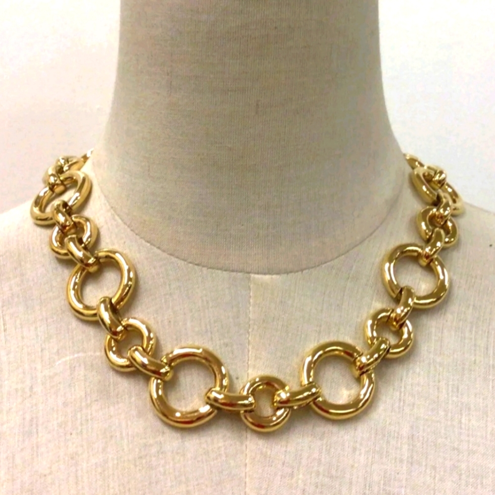 Beautiful Brand Replica Collection Chunky Goldtone Necklace Made in Italy